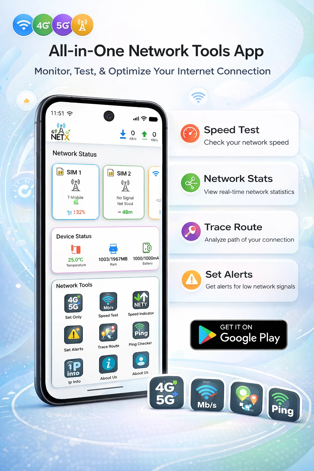 NetX - 4G/5G Lock & Speed Test screenshot